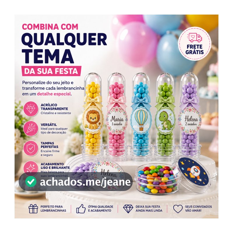 KIT Tubetes 13cm Lembrancinha Aniversario Festas Varias Cores
