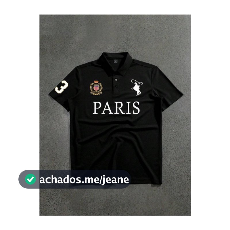 Camisa Polo Paris de Manga Curta Masculina, Casual