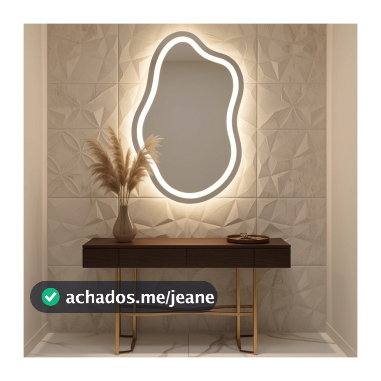 Espelho Orgânico N4 Jateado a Lazer com 3 tons de LED e Fonte slim Varias Medidas