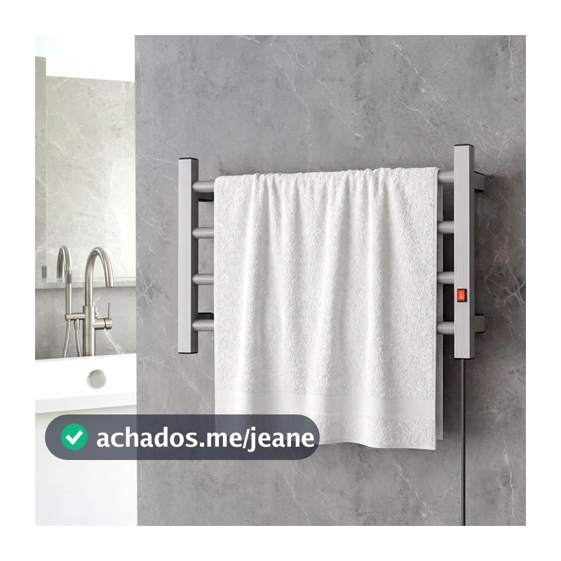 Toalheiro Térmico Porta Toalha Seca e Aquece 4 Barras Alumínio Bivolt Electrowood