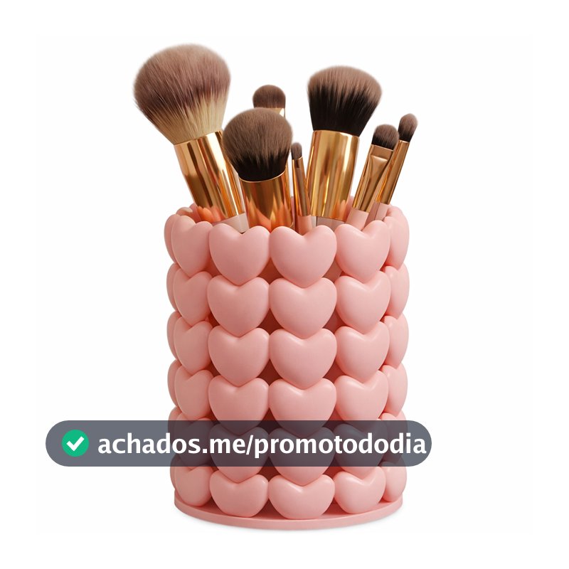 Porta Pincéis De Maquiagem Decorativo Corações Almofadados Organizador Moderno Fosco