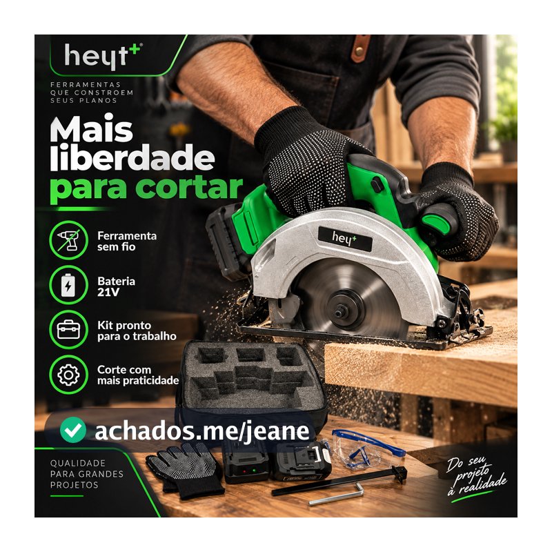 Serra Circular Sem Fio 21V 1200W 185mm 7.1/4 Pol – 2 Baterias 20Ah, Bolsa e Carregador Bivolt 110-240V