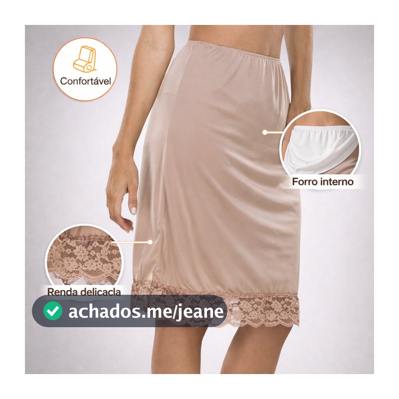 Anagua Saia Saiote Feminino Renda Moda Senhora Segunda Pele Combinação