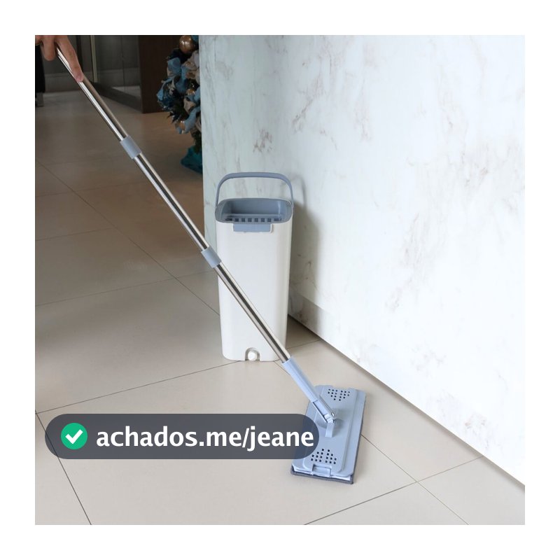 Rodo Flat Mop e Balde Lava e Seca Profissional com 2 Refis Limpeza Prática