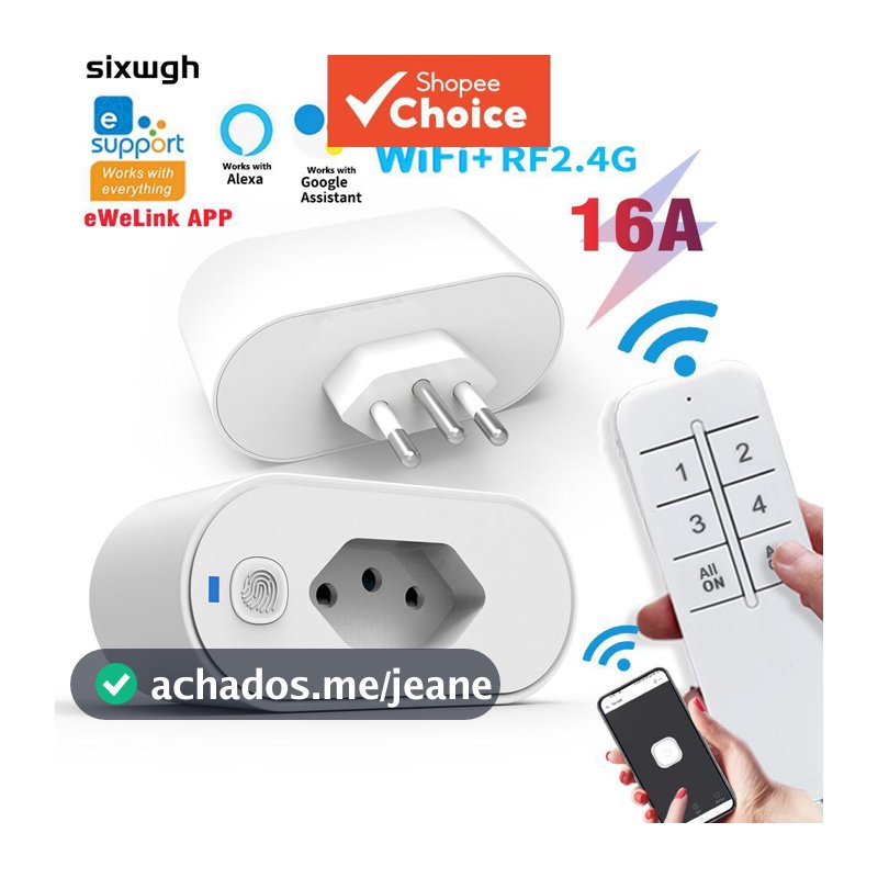 Um Conjunto De Tomada Inteligente EWeLink WiFi , Interruptor De Controle Remoto Sem Fio Com Alexa E Suporte Para De Voz