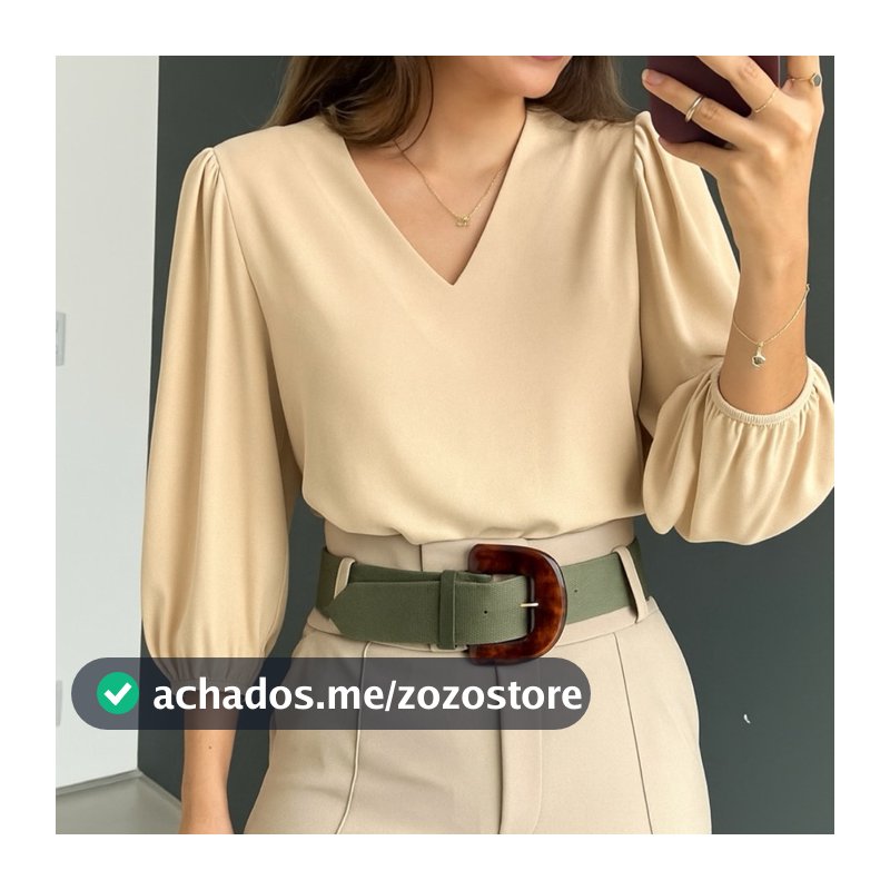 Blusa Feminina Manga 3/4 Novas Cores Tecido Crepe Moda Evangelica Detalhe Social Elegante