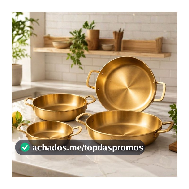 Bandeja Dourado de Aço Inox Travessa Multiuso Petisqueira Servir Mesa Posta Bandeja Panela