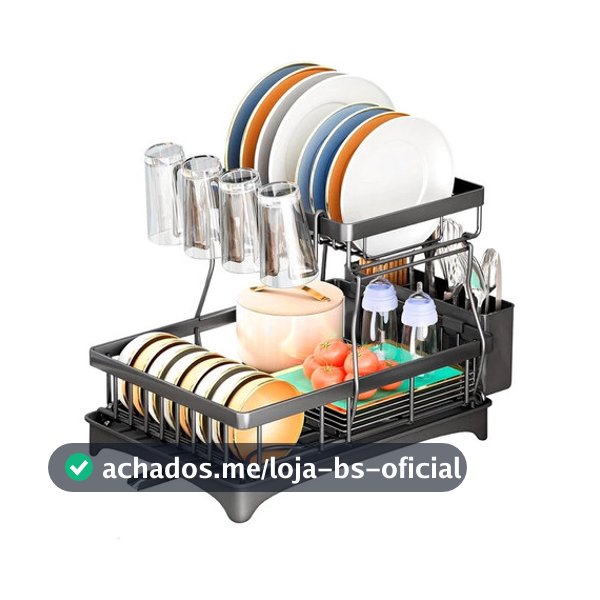 Escorredor de Louça Decoteam 2 Andares Aço de Carbono 34x42x30