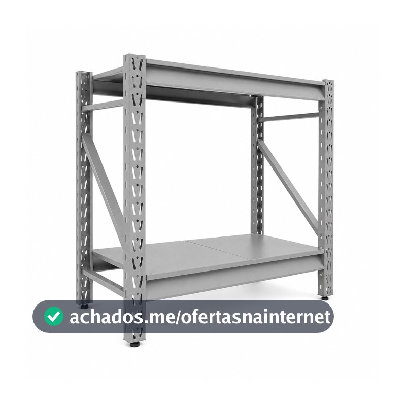 Estante de Aço Reforçada 2 Prateleiras 150kg por Nível Empilhável para Estoque Cinza BAFF