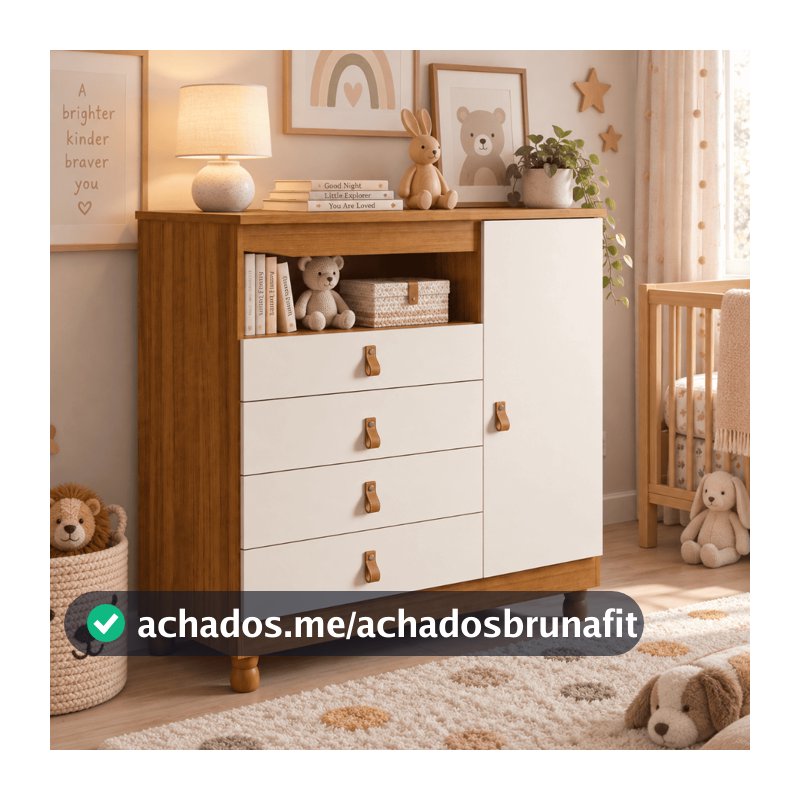 Cômoda Bebê  Sapateira 4 Gavetas  Pés Reguláveis Ideal para Quarto de Bebê multiuso organizador