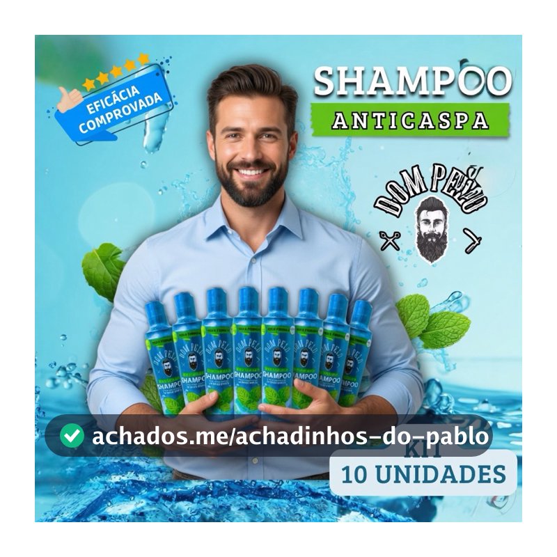 10x Shampoo ANTICASPA Dom Pelo ENVIO IMEDIATO - CAIXA Com 10 Unidades Shampoo Anticaspa Dom Pelo