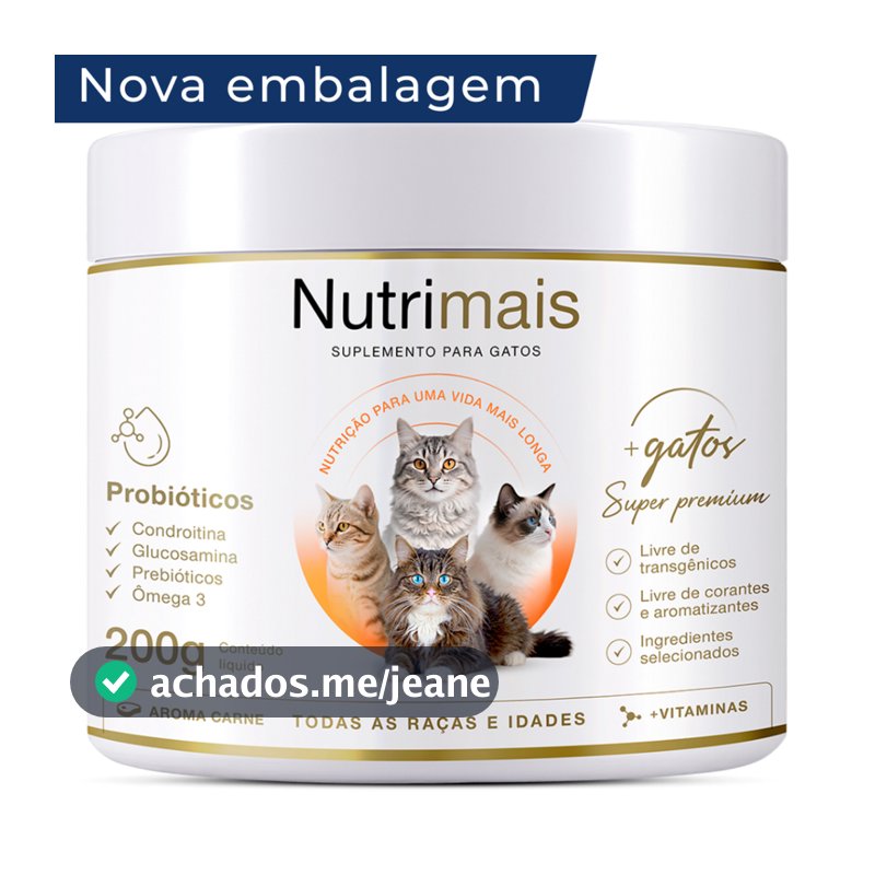 Suplemento Nutrimais Gatos Queda de Pelos Pele e Derme Imunidade Energia 200g