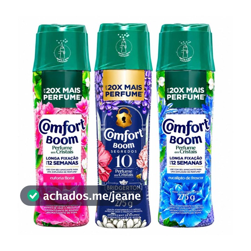 Trio Comfort BOOM, Floral, Fresco e Bridgerton 275g perfume em cristais, 20X mais perfume para suas roupas