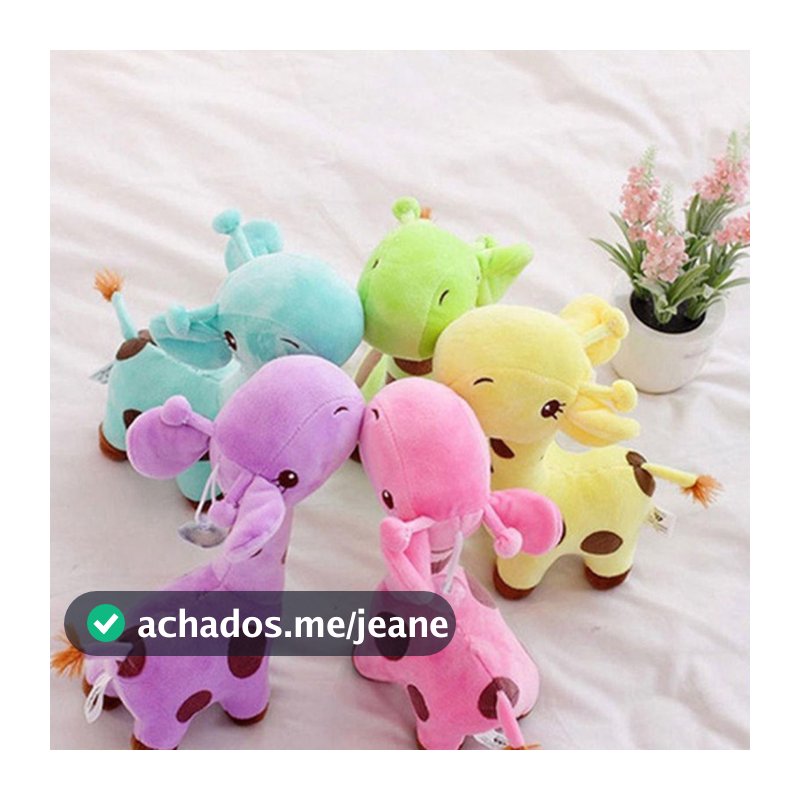 Brinquedo de Cachorro Bichinho de Pelúcia Girafa Colorida Mordedor Pet Bordado com Ventosa