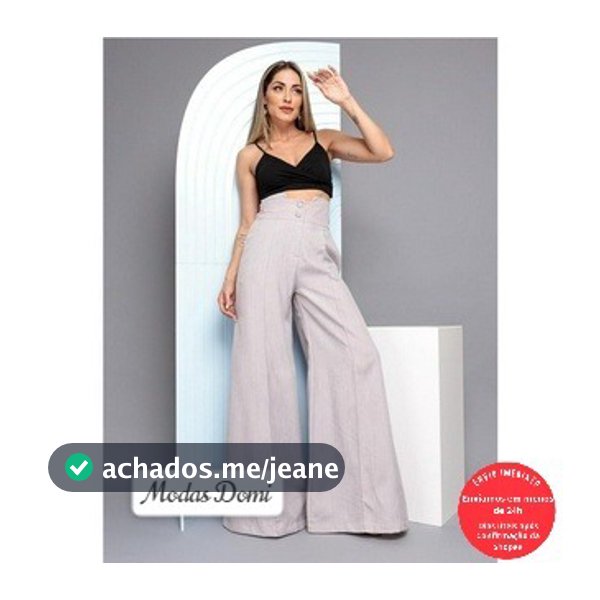 Modas Domi Calça Pantalona De Linho Super Estilosa Tendencia de Moda 8302