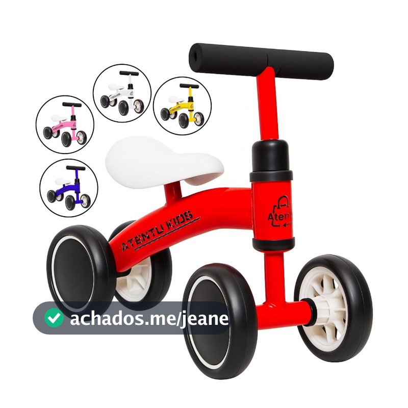 Bicicleta De Equilíbrio Andador Infantil Sem Pedal 4 Rodas