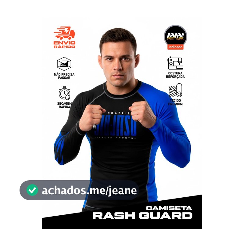 Camiseta Compressão Rash Guard Jiu Jitsu Bjj Inn Fight Azul