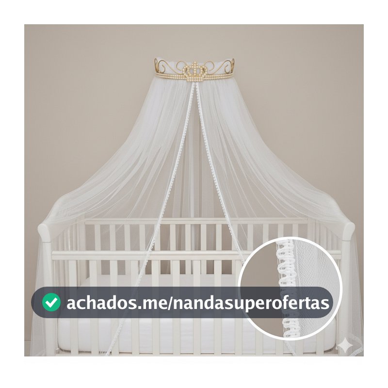 Kit Dossel Berço Bebê Com Mosquiteiro Tule 2 Peças