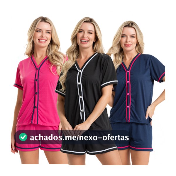 Promoção Pijama Curto Em Malha Blogueirinha Short e Blusa Amamentação
