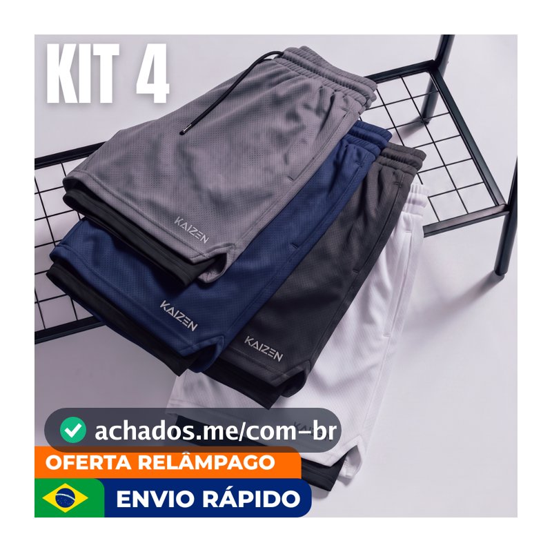 KIT 4 bermuda masculina 2 em 1 para academia shorts masculino duplo