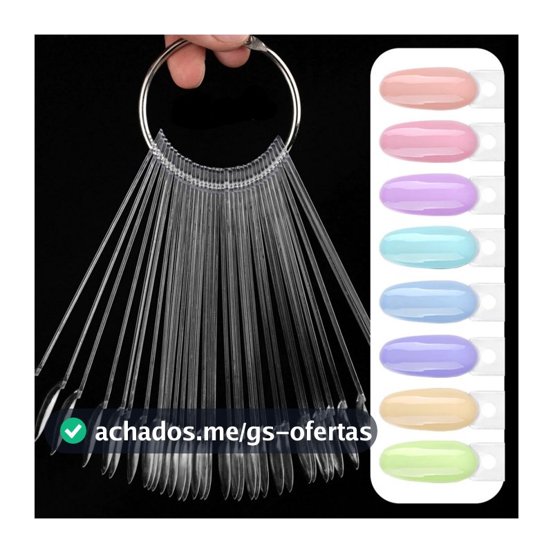 50 Pçs Mostruario De Unhas Display De Esmaltes Formas de Ballerina,Stiletto,Reta,Redonda Trasnparente/Bege Extra Longo