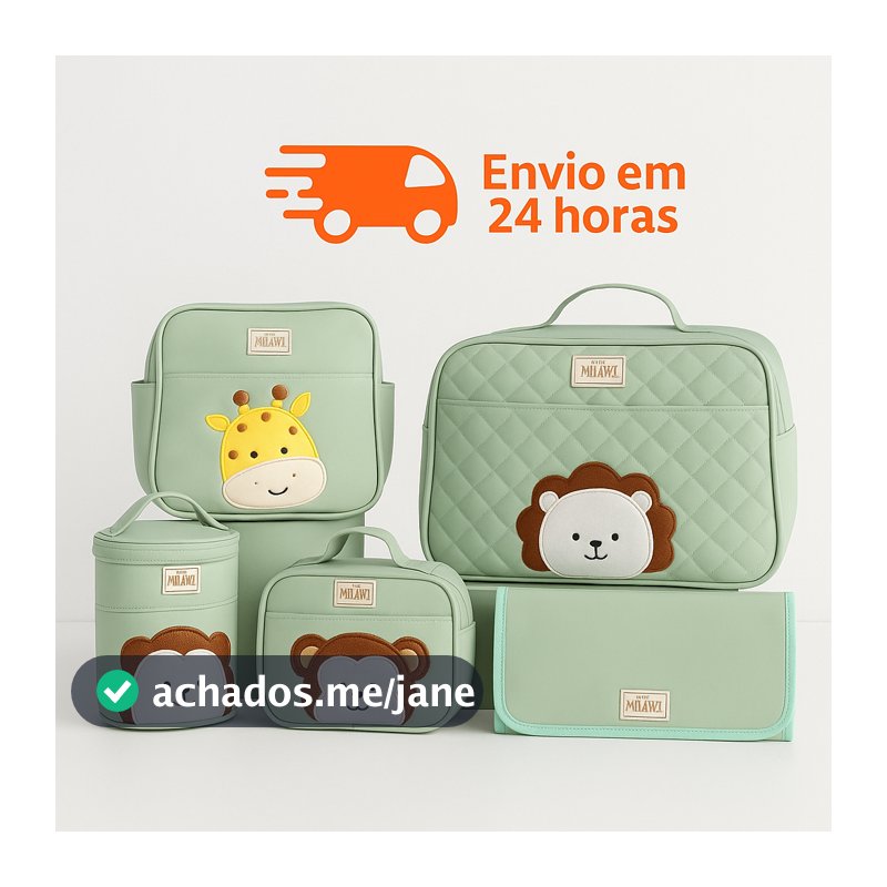 Bolsa Maternidade KIT SAFARI PREMIUM 5 PEÇAS