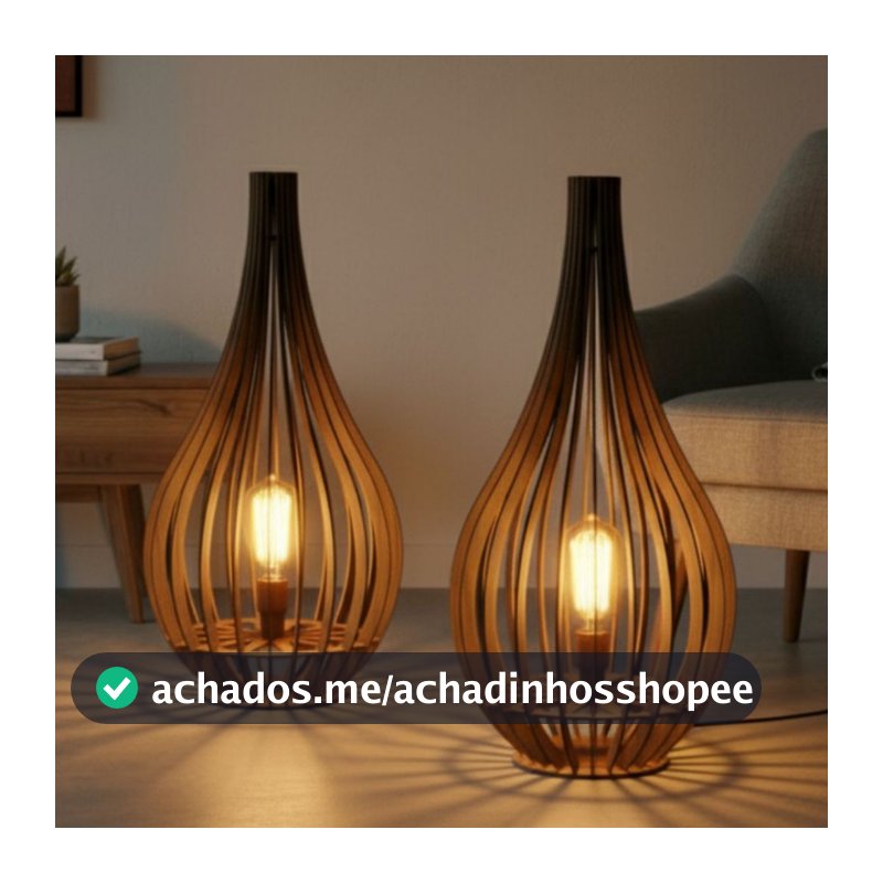Kit 2 Abajures Grande de Chão em MDF Luminária Decorativa