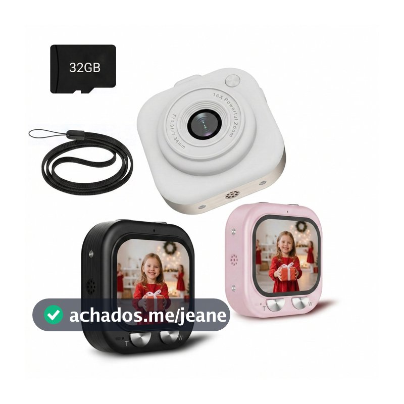 Mini Câmera Digital 1080P 44MP com Zoom de 16x e Tela de 0.96" Luz LED Integrada Filmadora Portátil