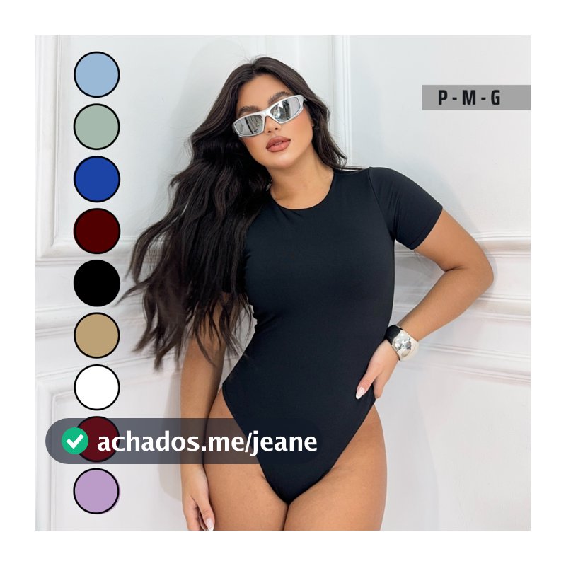 Body Collant Manga Curta Bori Gola Redonda Moda Verão Gringa Feminino Básico Suplex Bodi Manguinha Bory Forrado Casual