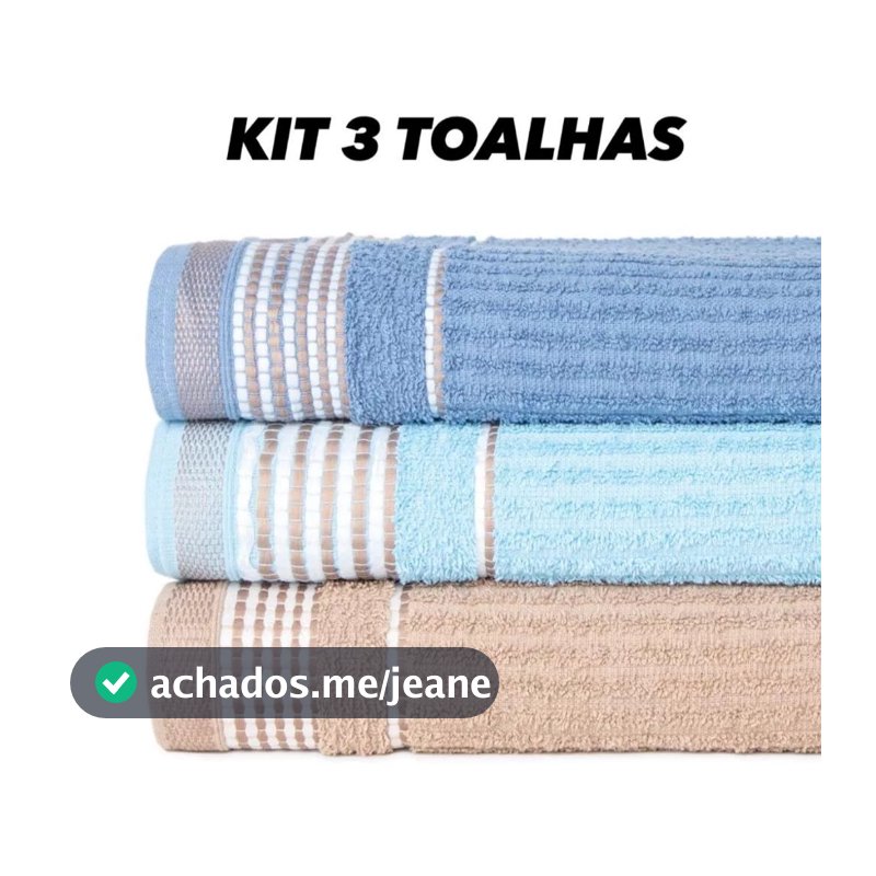 Kit 3 Toalhas De Banho Tókio Grande Grossa Luxo Canelada 100% Algodão 140x75cm Sortidas