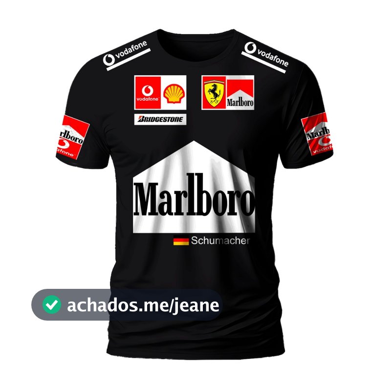Camiseta  Reset Formula 1 Schumacher Preto 100% Algodão