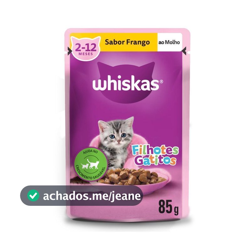 Ração Úmida Whiskas Sachê Frango ao Molho para Gatos Filhotes 85 g
