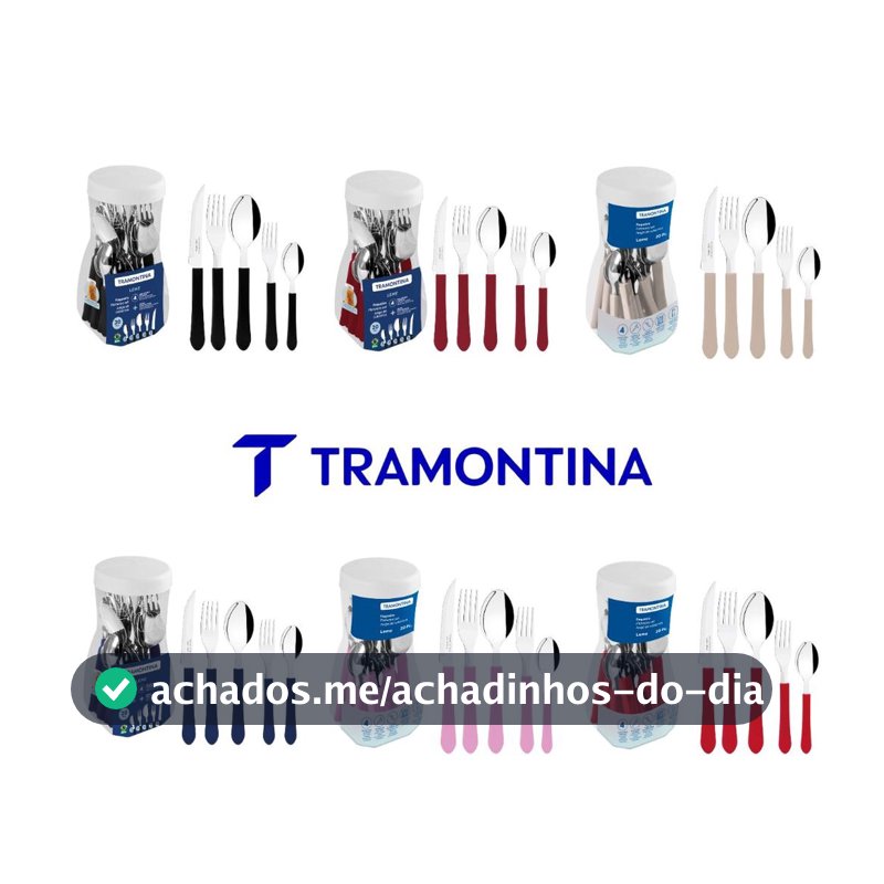 JOGO DE TALHERES FAQUEIRO LEME 20 PEÇAS TRAMONTINA CORES PRETO-CINZA-AZUL-LAVANDA-VERMELHO-CARMIM