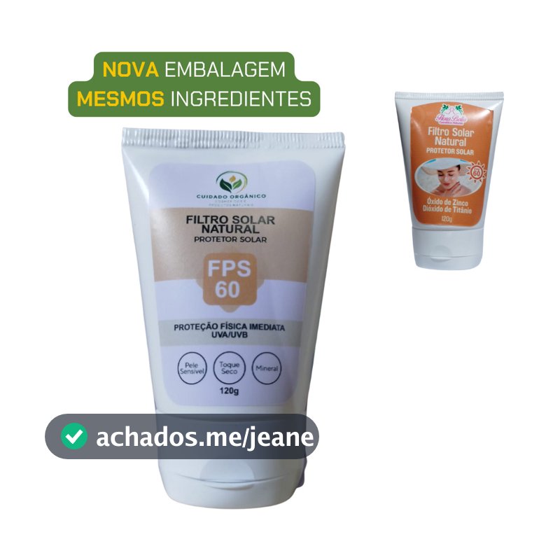 Protetor solar natural facial – com filtros minerais e toque leve 120g