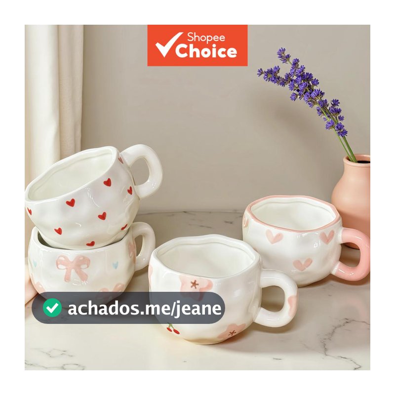 Conjunto De Caneca E Pires De Cerâmica Com Arco Pintado À Mão , Xícara De Chá De Café Fofa Para Escritório Doméstico