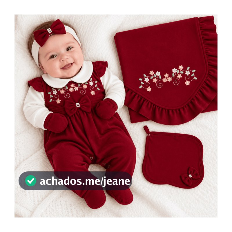 Kit Saída Maternidade Detalhe Flores Bordadas 5 Pçs Menina Jardim Infantil Conforto Bebê