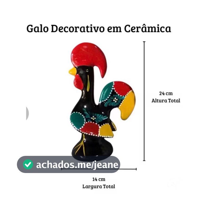 Galo Português em Cerâmica Pintado a Mão Artesanal Galo de Barcelos Enfeite Decorativo Casa Cozinha