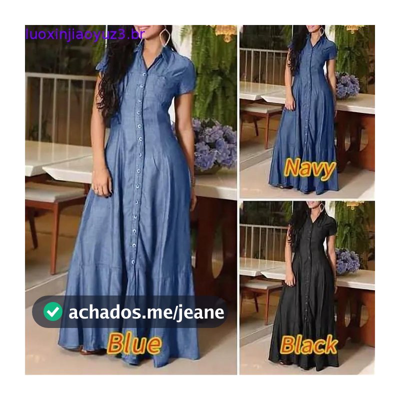 Europa e América internacional novo vestido longo csa gola bolso grande vestido jean casual plus size vestido
