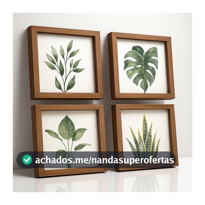 Quadros pra banheiro Botanicos Aquarela Folhas Tropicais Verde Decoração ideal para Banheiro, Quartos, Sala, Cabiceira