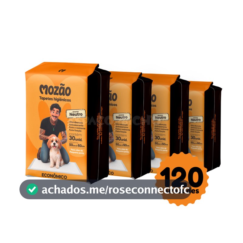 Kit Tapete Higiênico Mozão Aroma Neutro 50cmx60cm 120 Unidades