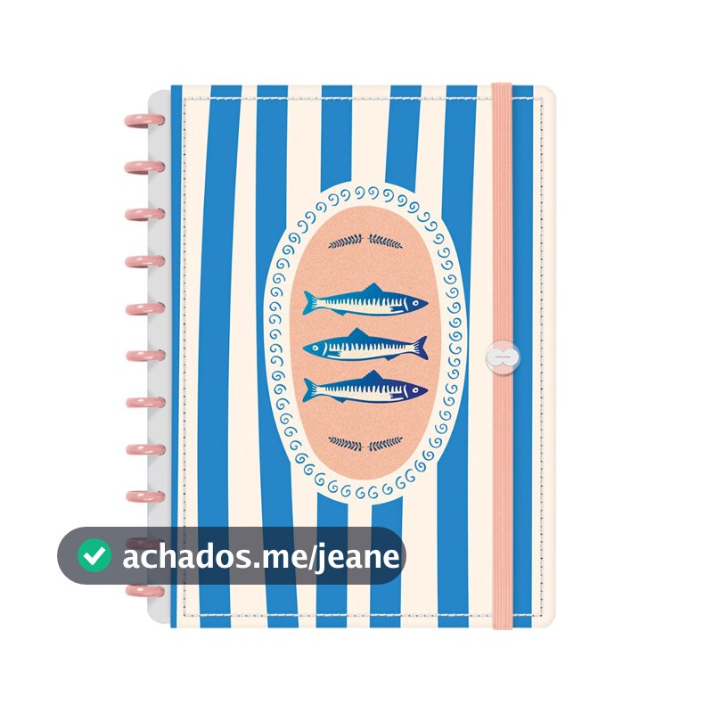 Caderno Iscool Disc Inteligente Sardinhas Mariner's Market P M G M+ G+