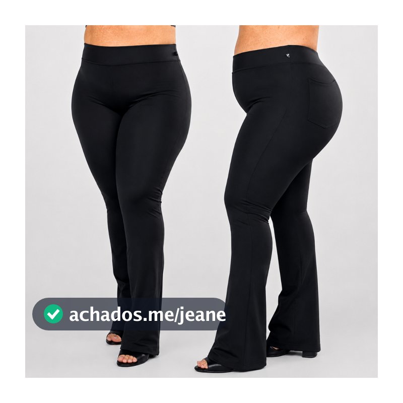 Calça Bailarina Boca de Sino Flare Roupa Feminina Grossa Plus Cintura Alta Zero Transparência Curve