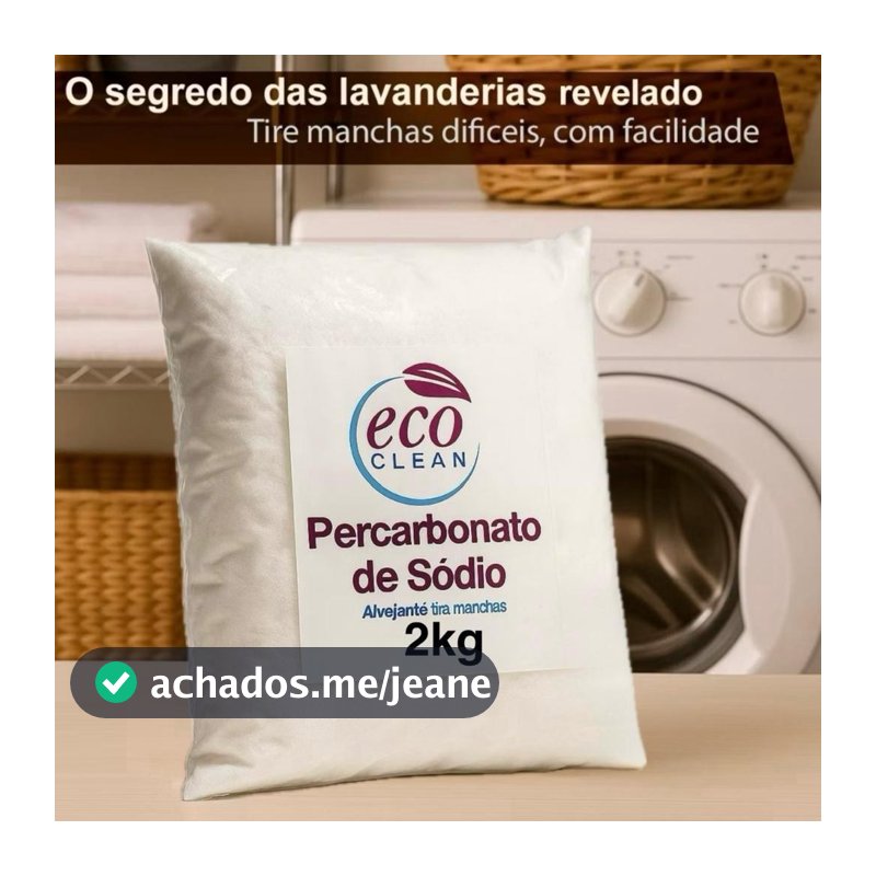 Percarbonato de Sódio 100% Puro Limpeza Em Geral Tira Manchas Roupas Brancas 500g/1kg /2kg
