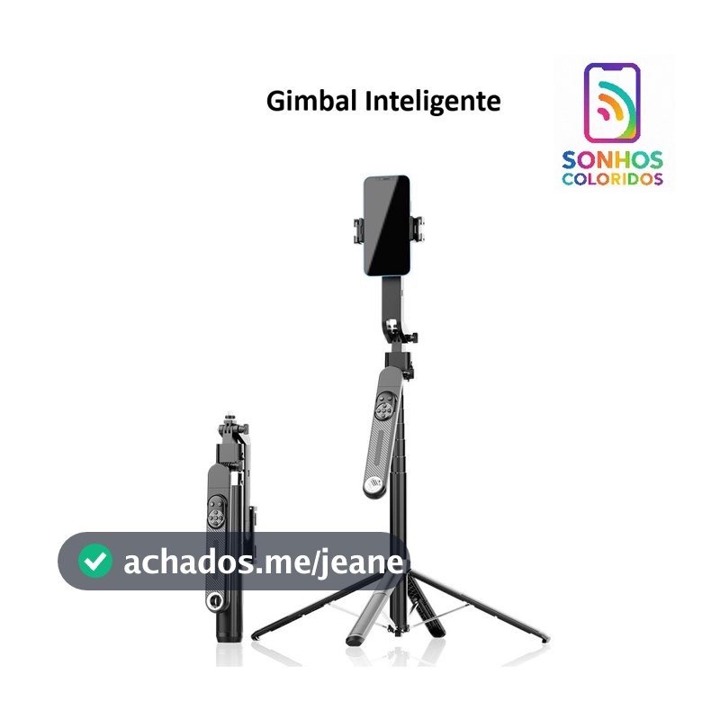 Estabilizador Gimbal de Smartphone 360° Rastreamento Inteligente de Rosto AI Com Controle Inteligente