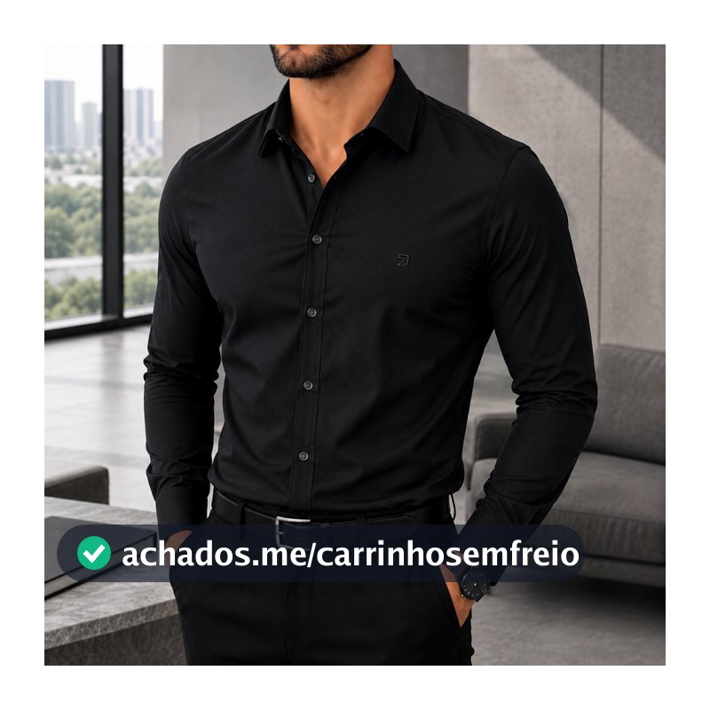 Camisa Slim Social Masculina Spandex