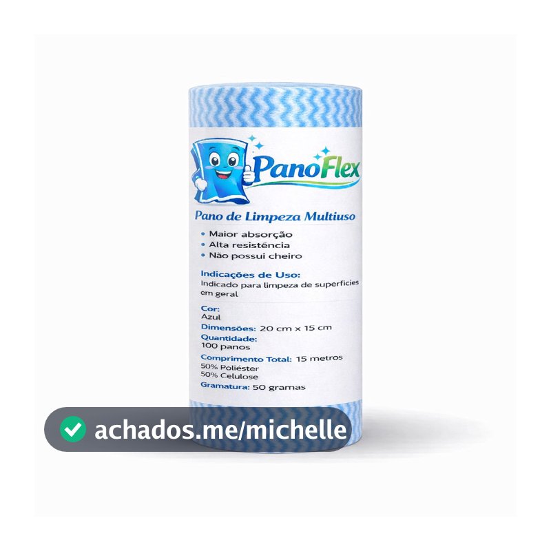 100 unidades Pano de Limpeza Azul PanoFlex 20x15cm Alta Absorção Multiuso