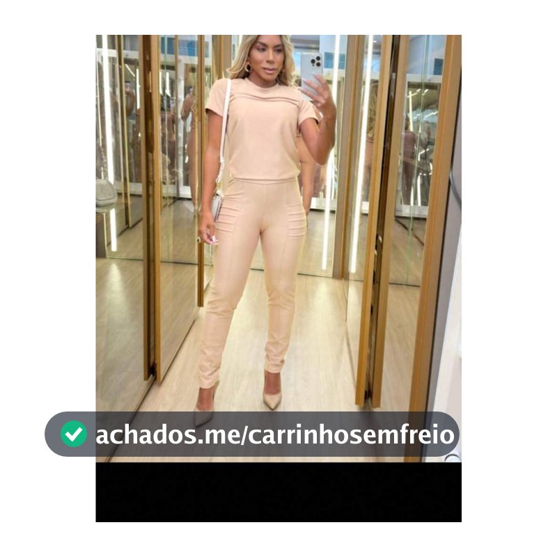 Conjunto Feminino Calça E Camiseta Em Tecido Ponta Roma