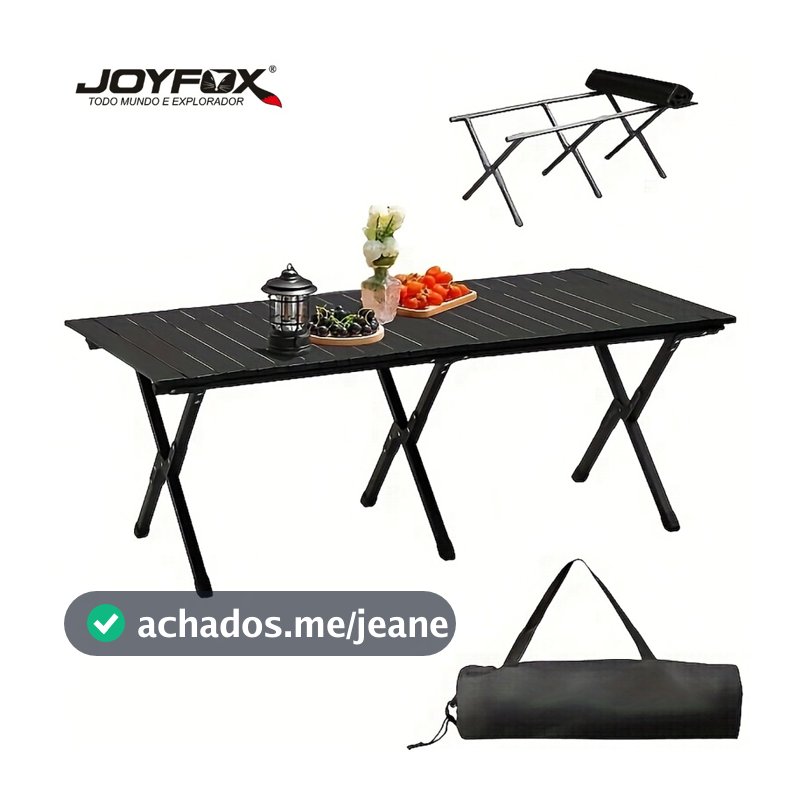 Mesa Dobrável de Camping em Aço Portátil Mesa Enrolável para Churrasco Praia Piquenique JOYFOX