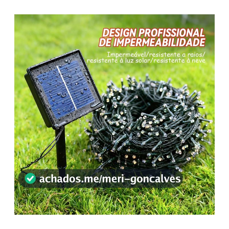 Leds Solar 10M USO EXTERNO Natal Externo Fixo E 8 Funções Prova D'água Cordão Luzes