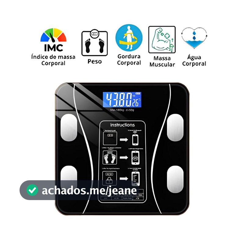 Balança Digital Bioimpedância Corporal 180kg Aplicativo Profissional Bluetooth